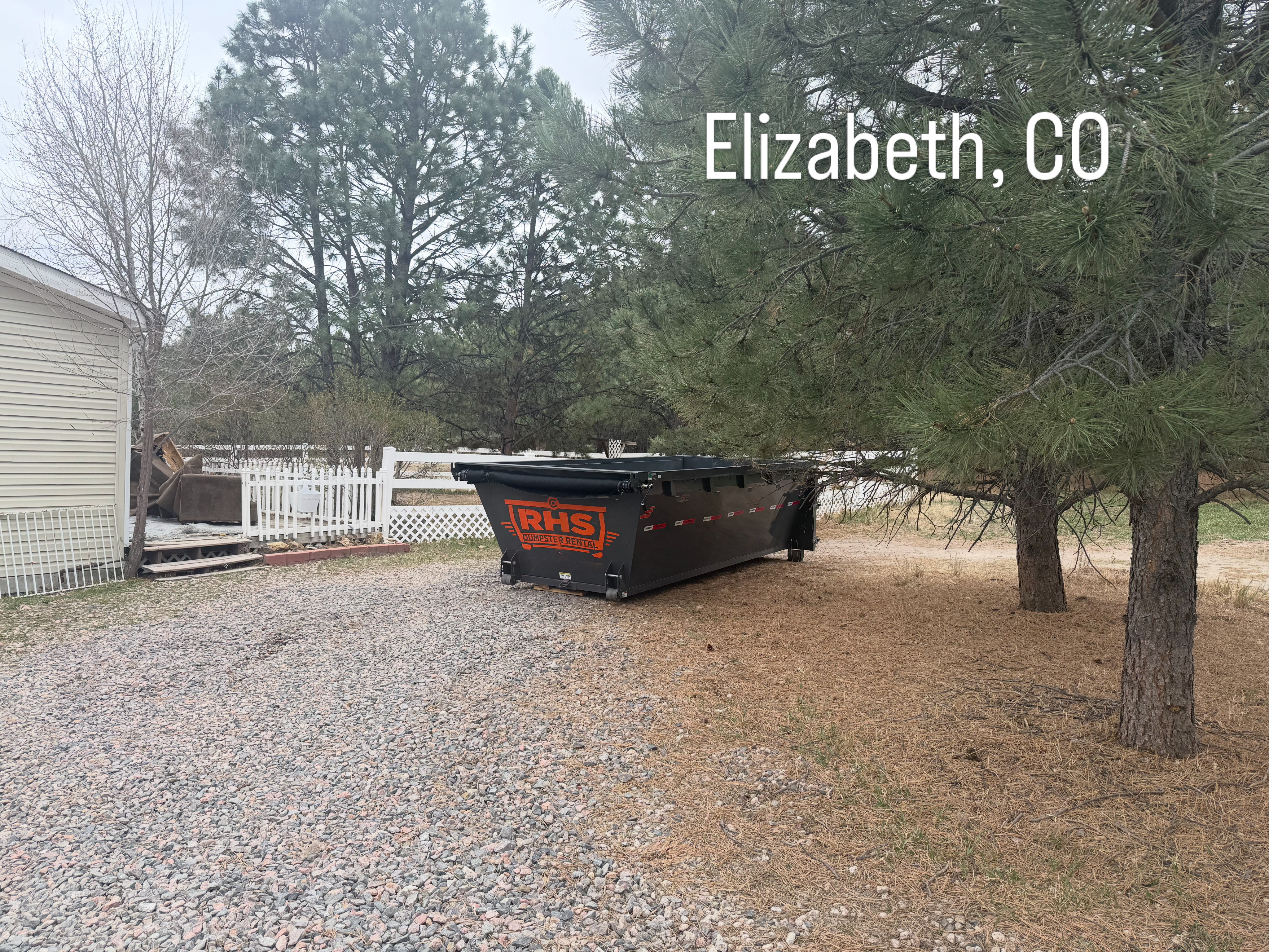 RHS dumpster in Elizabeth, CO
