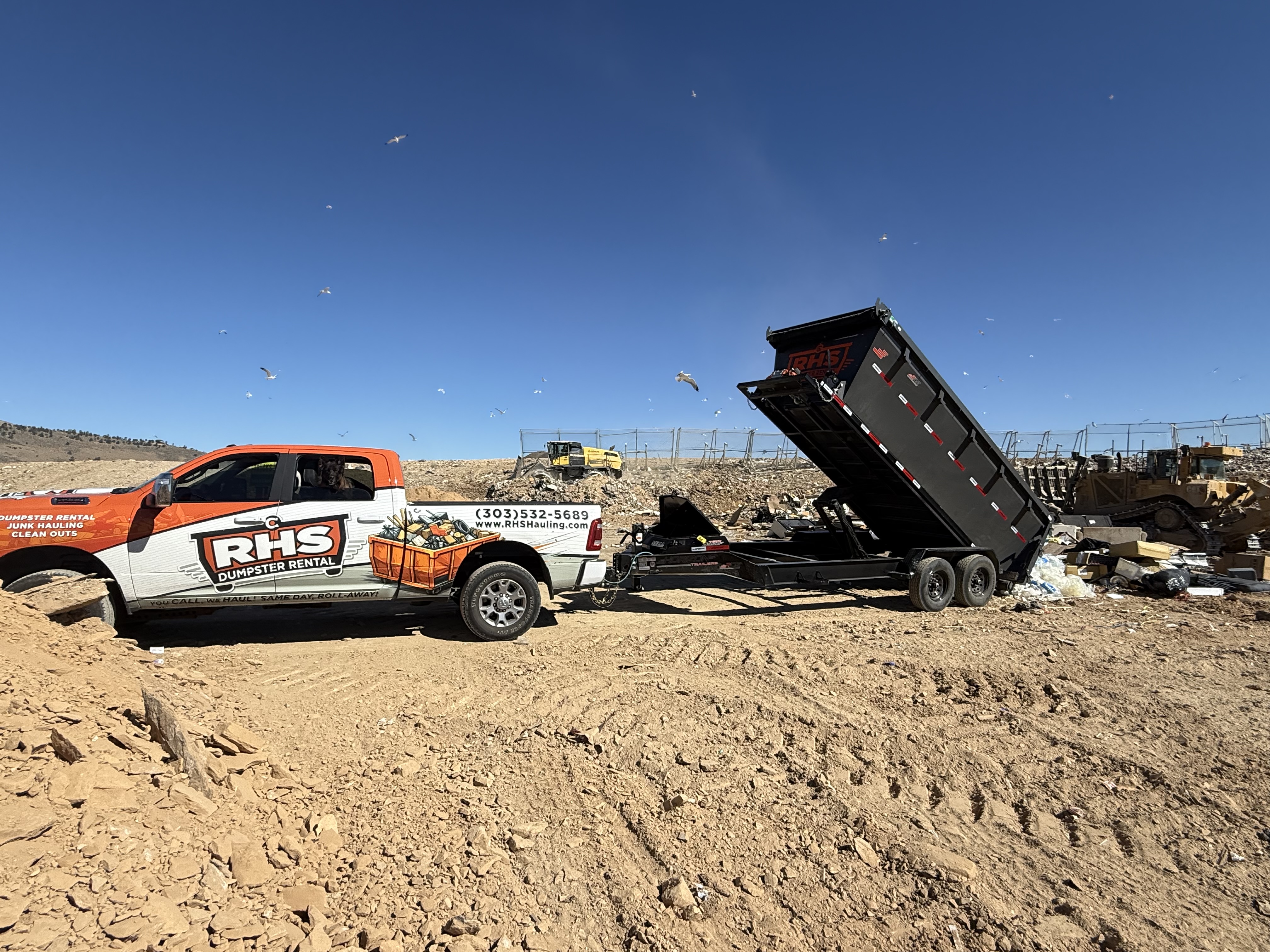 RHS truck and dump trailer at landfill